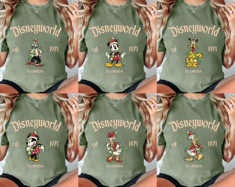 Vintage Disneyworld Est 1971 Christmas All Characters Shirt, Mickey and Friends Xmas Tshirt, Mick... | Etsy (US)