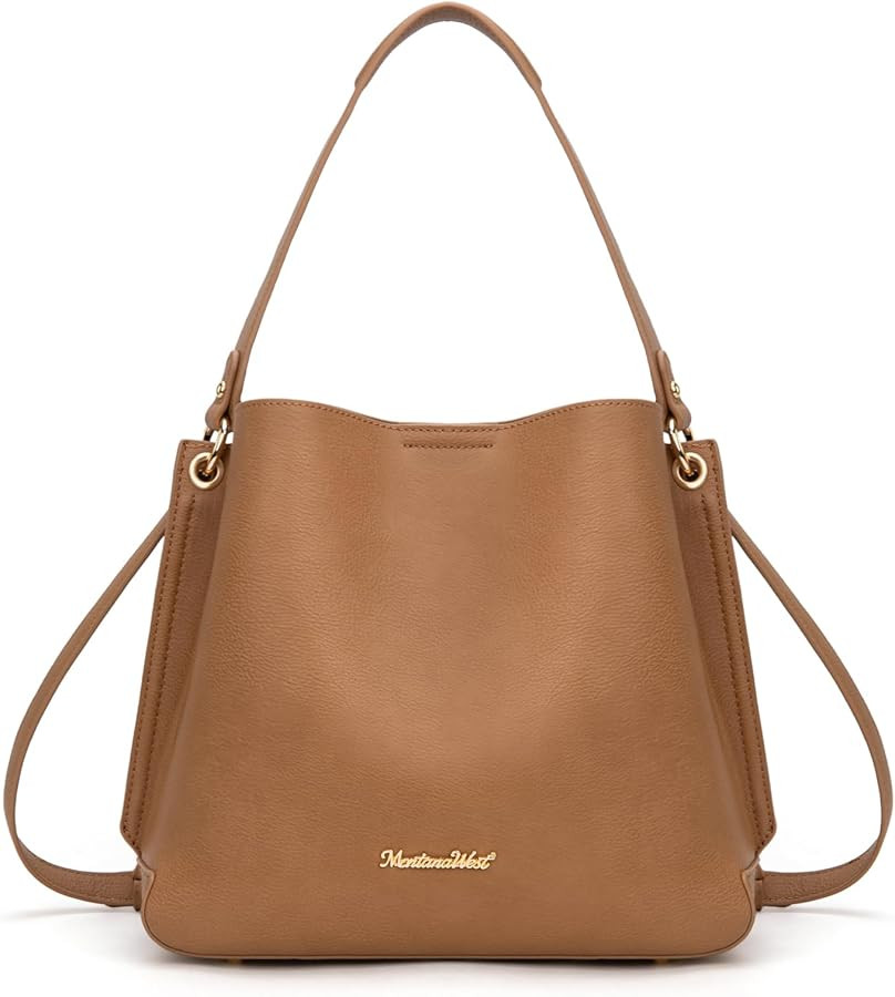 Montana West Medium Hobo Purse for Women Bucket Shoulder Bag with Crossbody Strap | Amazon (US)