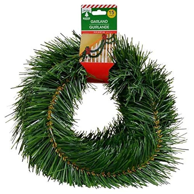 Merry Christmas Soft Pine Garland Celebrate a Holiday Decor 15 feet Decorative Green Outdoor or Indo | Amazon (US)