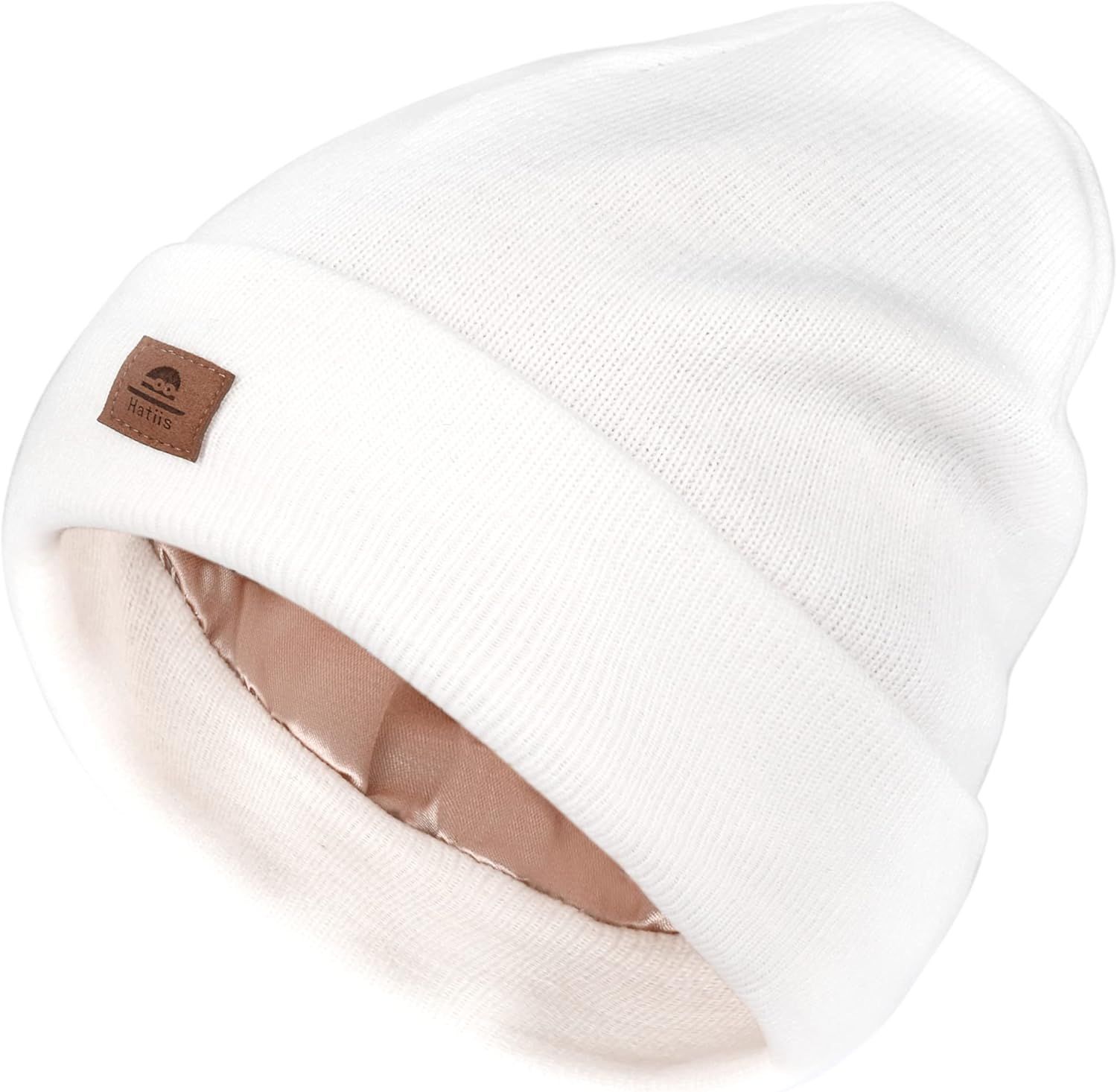 Hatiis Beanie Hat with Satin Lined for Women Men Cuffed Plain Skull Hat Unisex Winter Knit Cap Be... | Amazon (US)