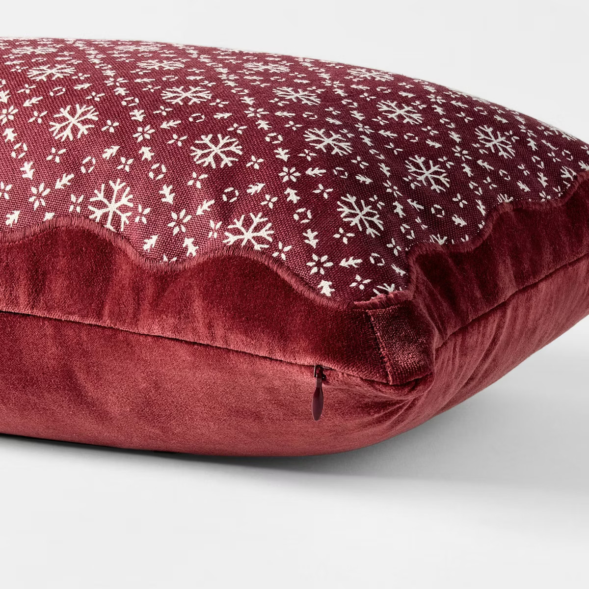 14"x20" Velvet with Snowflake Pillow Burgundy- Threshold™ designed with Studio McGee | Target
