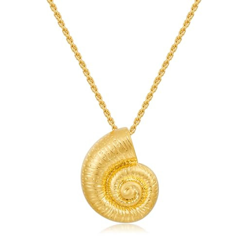 WOWORAMA Gold Conch Shell Necklace for Women Matte Gold Sea Snail Pendant Necklaces Adjustable Chain Ocean Sea Witch Shell Choker Necklace Vintage Summer Beach Jewelry | Amazon (US)