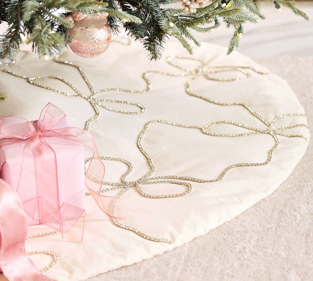 LoveShackFancy Rhinestone Bow Tree Skirt | Pottery Barn CA