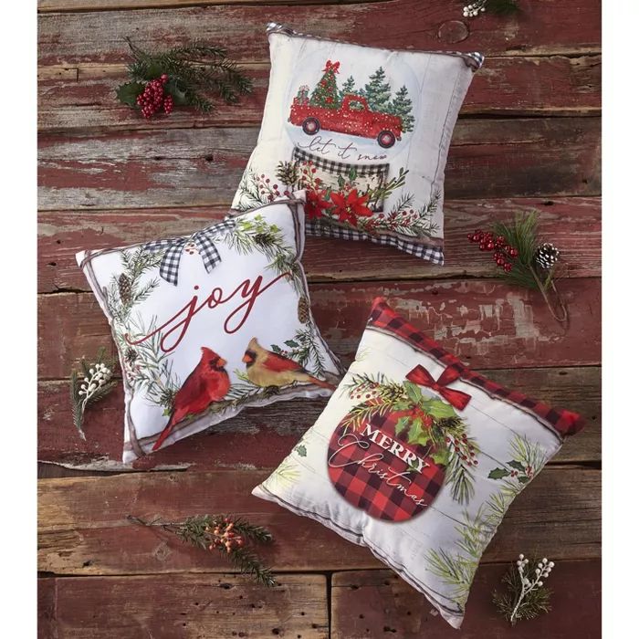 Lakeside Christmas Accent Pillows with Rustic Decorative Prints - Set of 3 | Target