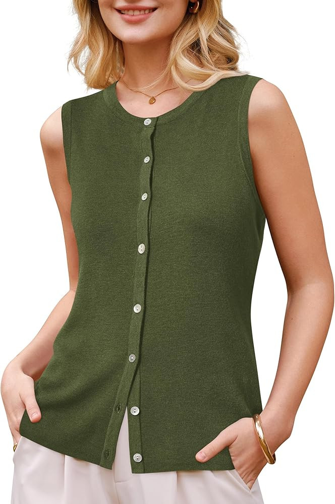 Arach&Cloz Women's Wool Blend Non See Through Button Down Business Casual Tank Tops 2026 | Amazon (US)