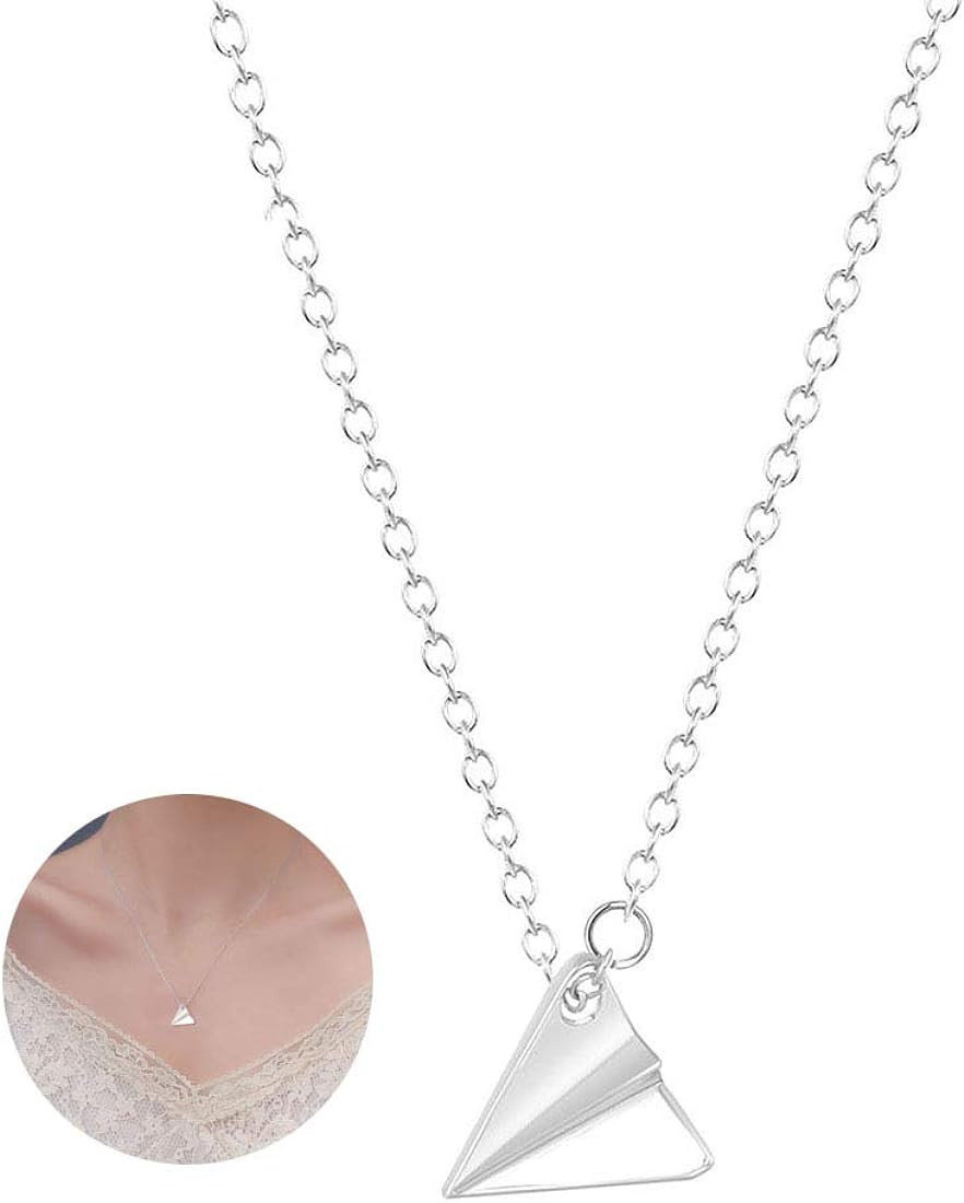 Triangle Origami Paper Airplane Necklace,Geometric Paper Plane Necklace Simple Triangle Paper Air... | Amazon (US)