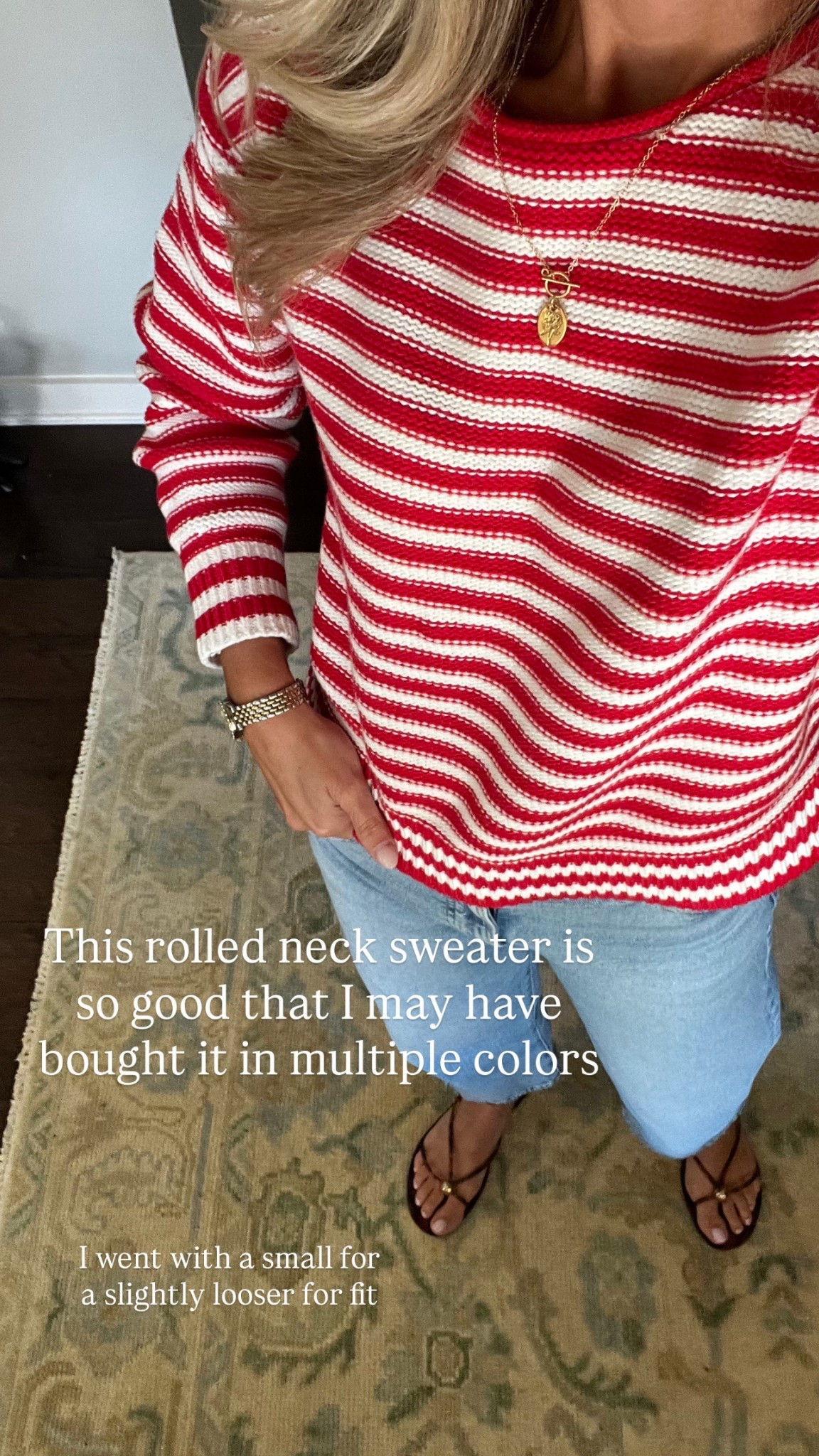 Roll neck sweater spring sweater stripe sweater American flag sweater crop jeans wide leg jeans light wash jean mom
Style spring outfit 

#LTKSaleAlert #LTKootd