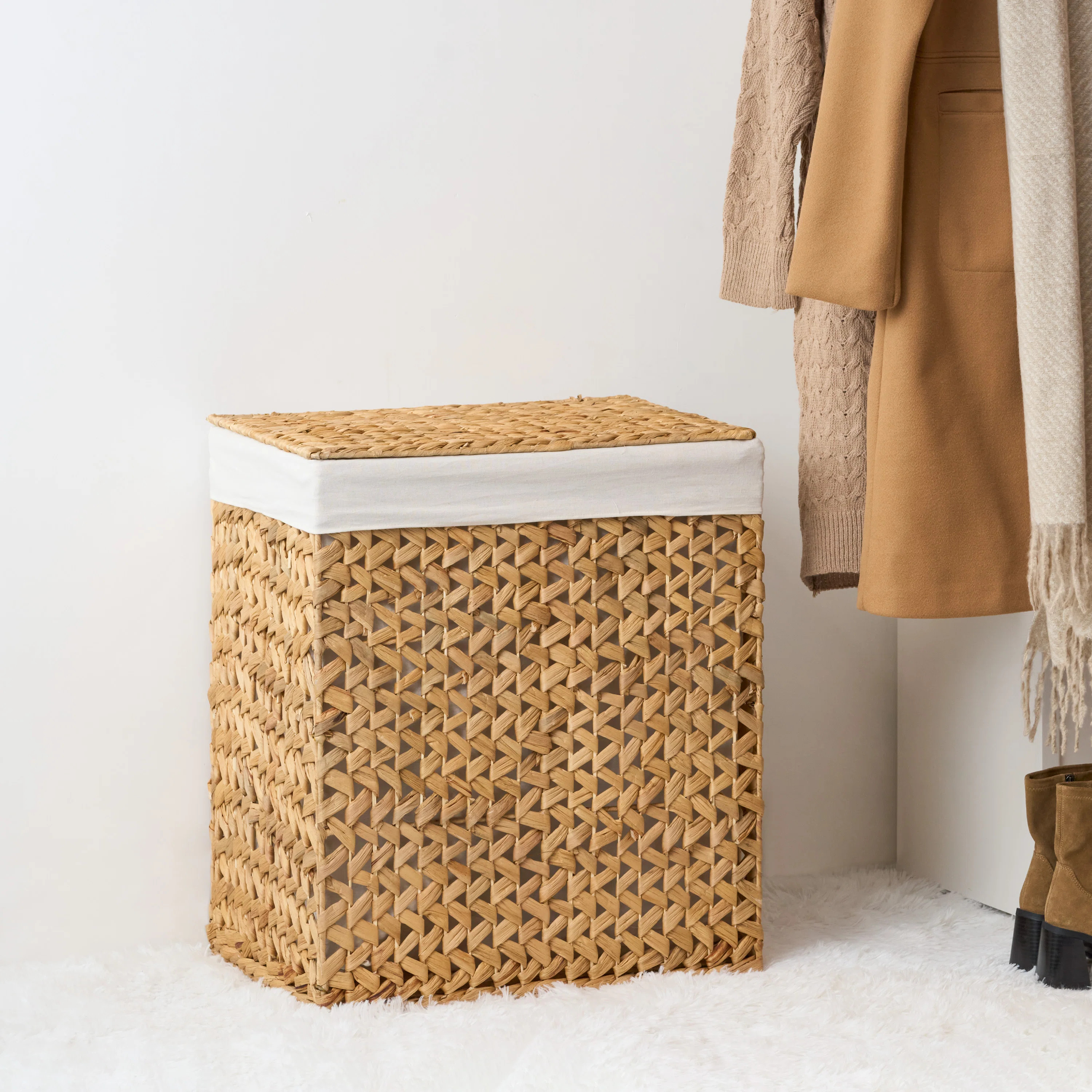 Ludmilla Round Tall Water Hyacinth Woven Wicker Laundry Hamper | Wayfair North America