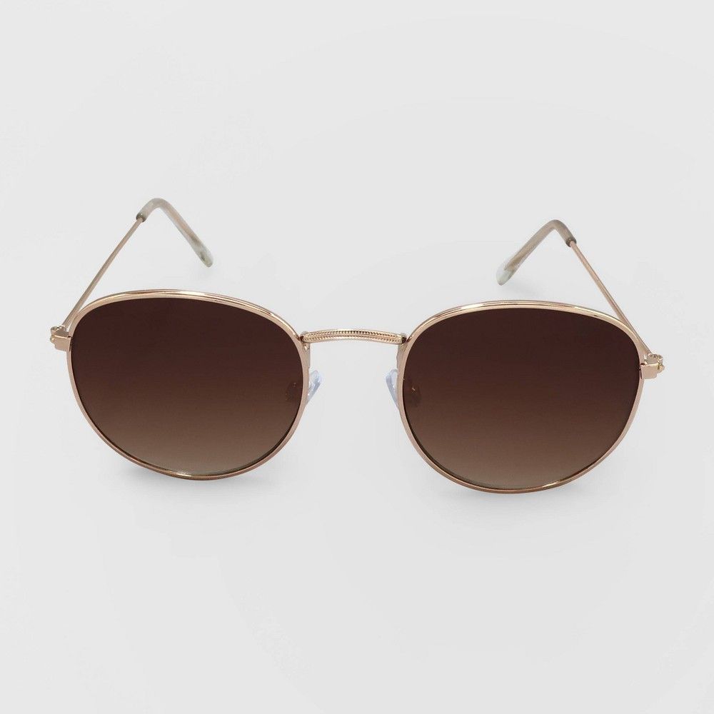 Women's Round Metal Sunglasses - A New Day Gold | Target