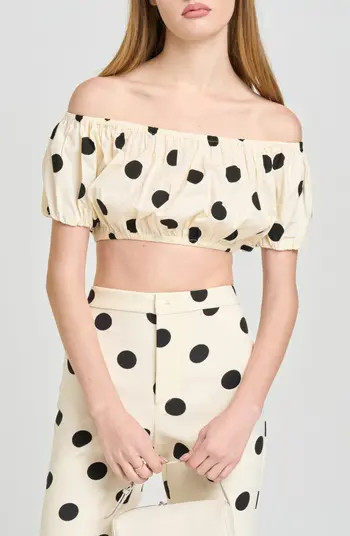 WAYF Annie Polka Dot Crop Stretch Cotton Top | Nordstrom | Nordstrom