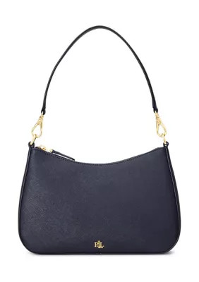 Lauren Ralph Lauren Crosshatch Leather Medium Danni Bag, Navy Blue | Belk