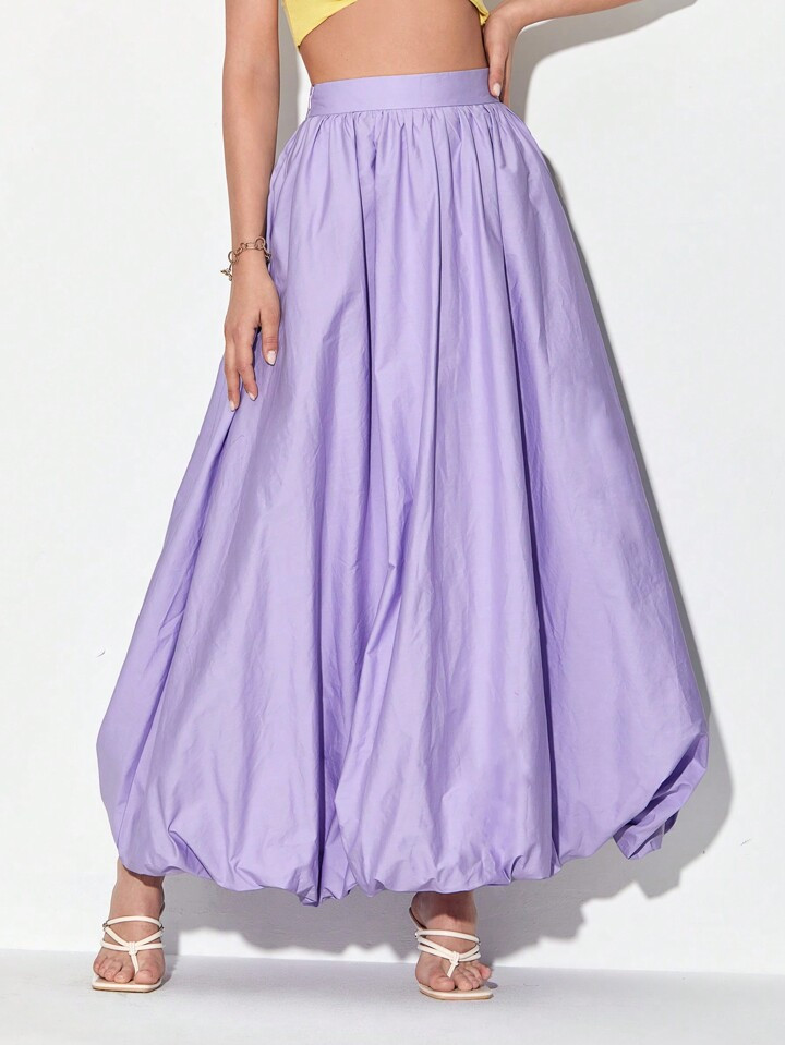 Yang L McDonald Solid Lantern Hem Skirt | SHEIN USA | SHEIN