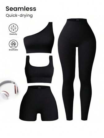 SHEIN Sport Seamluxe Women's Ribbed Sports Set | SHEIN