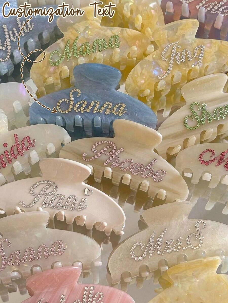 1pc Customized Hair Claw, Personalized Name Engraved Hair Clip, Women's Fashion Marble Pattern El... | SHEIN