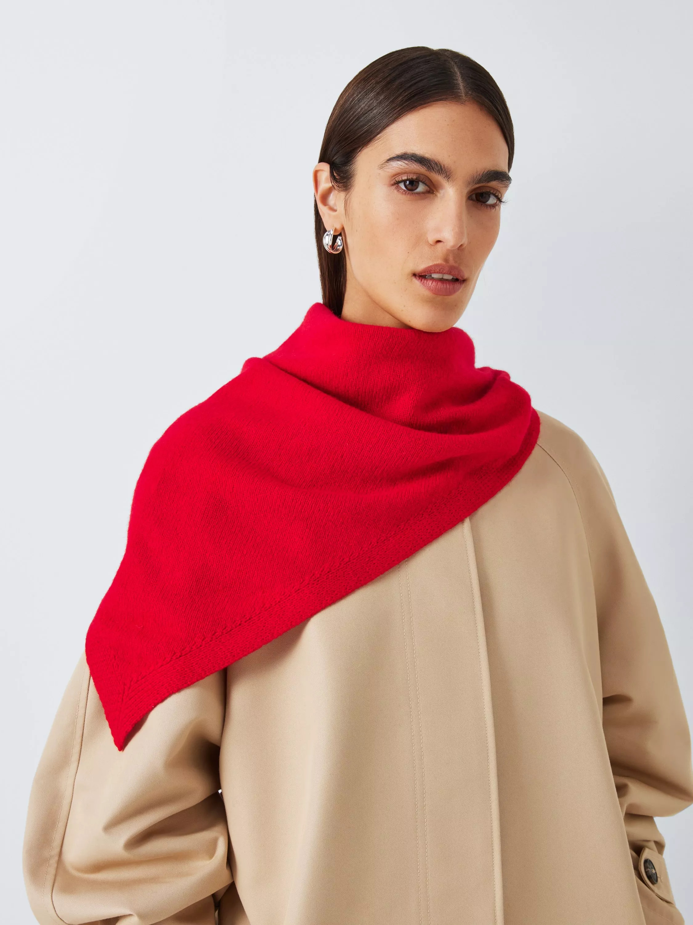 John LewisWool Blend Knit Bandana Scarf, Red | John Lewis (UK)