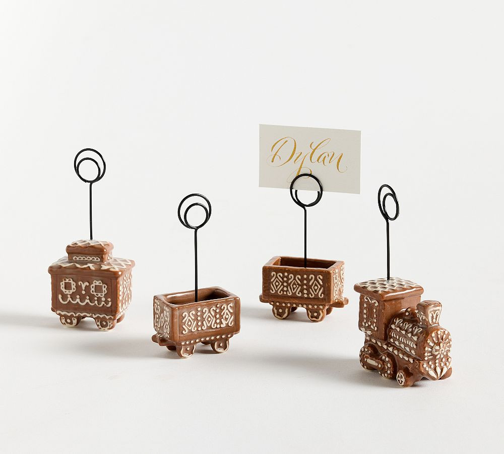 Gingerbread Train Stoneware Place Card Holders - Mixed Set of 4 | Pottery Barn (US)
