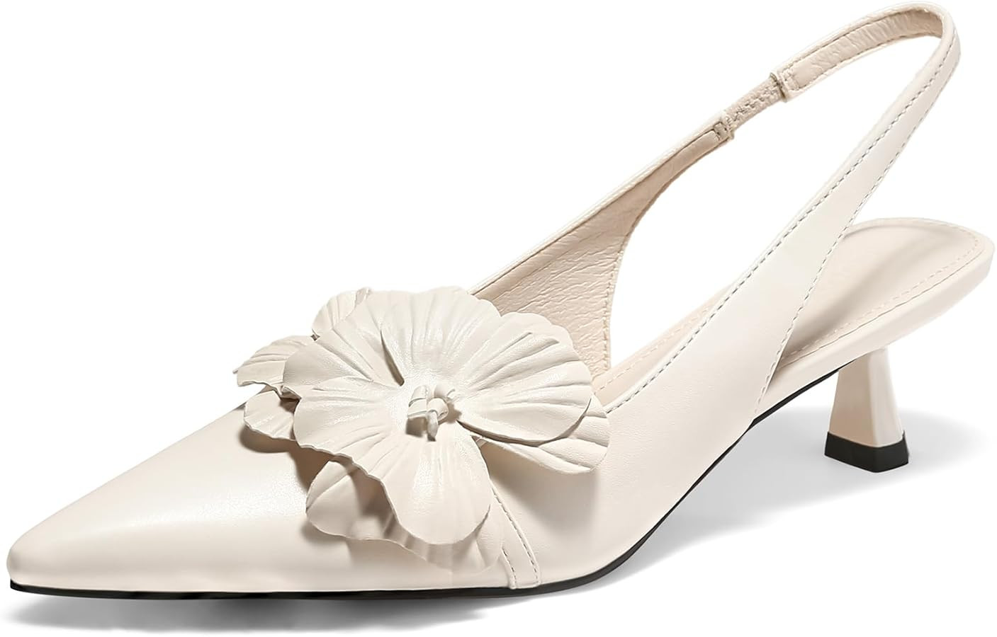 Coutgo Womens Slingback Kitten Heels Flower Closed Pointed Toe Pumps Wedding Party Dress Sandals ... | Amazon (US)