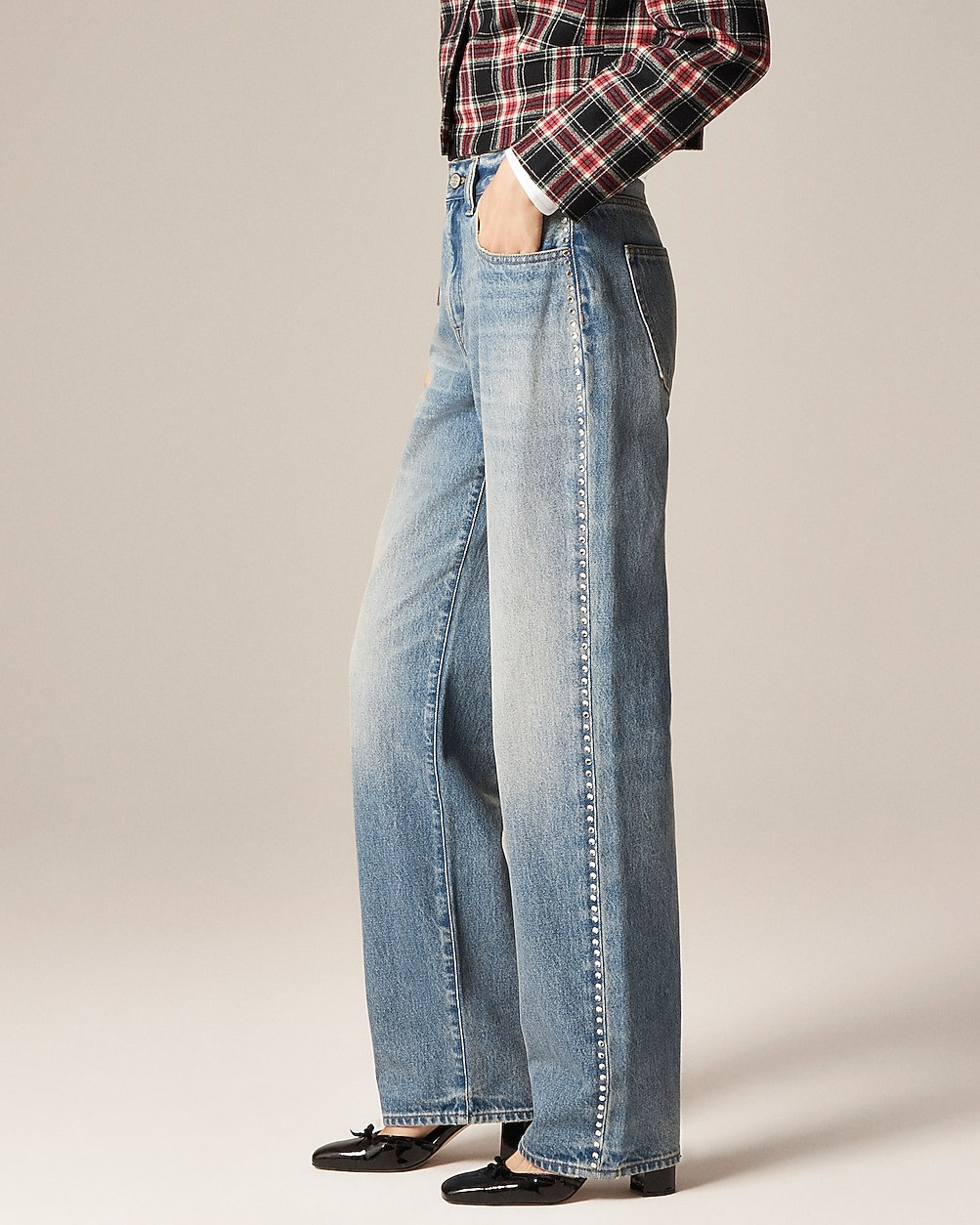 Slouchy jean with embellished side stripe | J. Crew US
