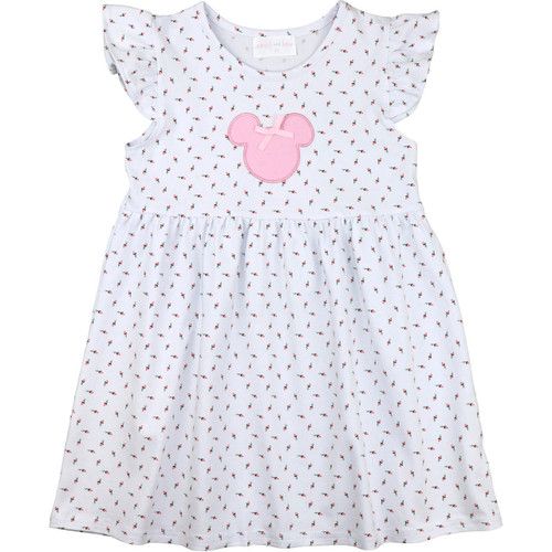 Rosebud Print Applique Mouse Ears Dress | Cecil and Lou