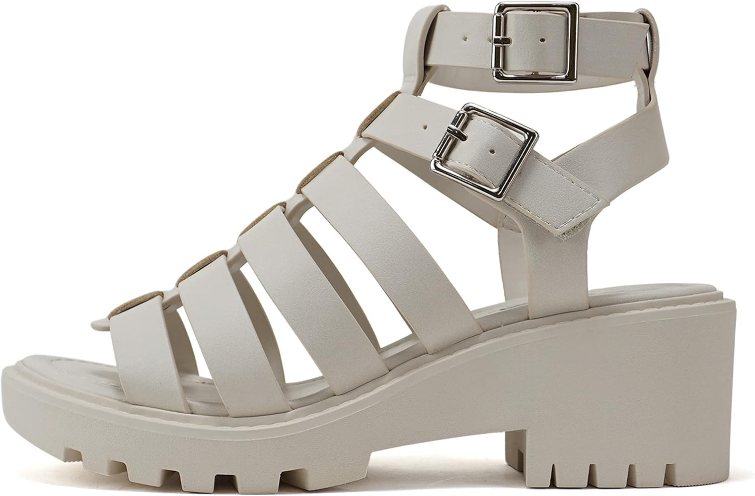Soda “Rebirth” ~ Women Open Toe Fisherman Multi Strap Velcro Buckle Lug Sole Low Block Heeled... | Amazon (US)
