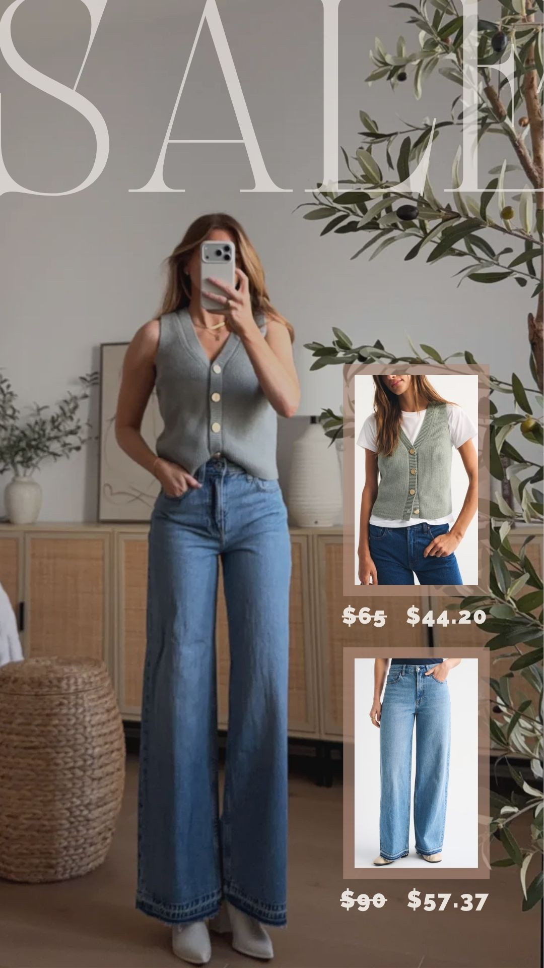 outfit on sale from abercrombie 🤍 sweater tank: xs // jeans: 24 regular (i’m 5’3)

sale alert, new arrivals, watchnow, finds under 50, winter fashion, spring fashion, wide leg jeans, sweater, michele jaliene 

 #LTKootd #LTKSeasonal #LTKSaleAlert