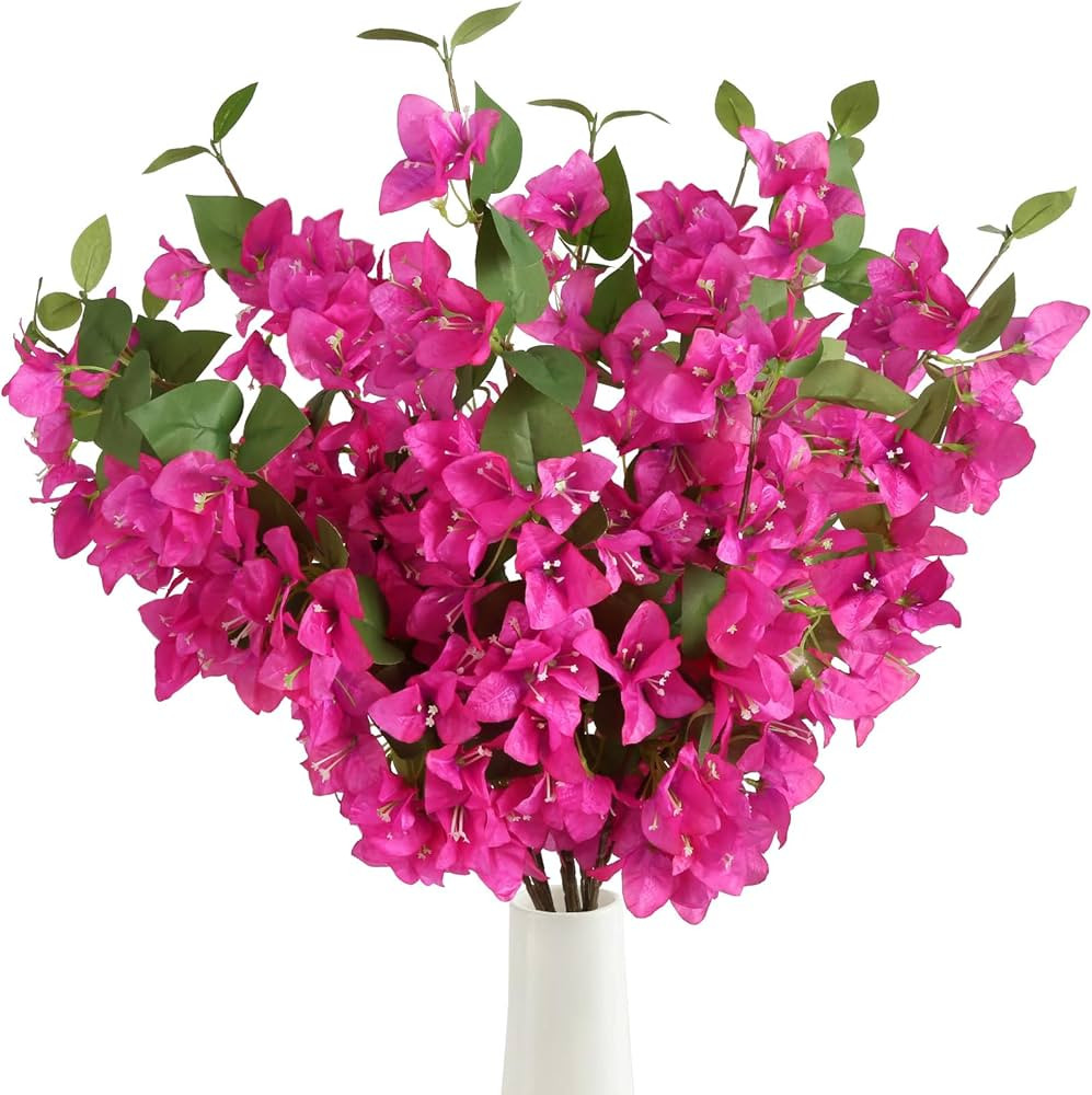 Bougainvillea Artificial Flowers 12PCS Silk Bougainvillea 31.50" Long Stem Fake Bougainvillea Bra... | Amazon (US)