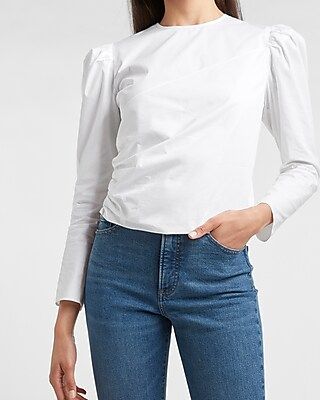 Puff Sleeve Wrap Front Top | Express