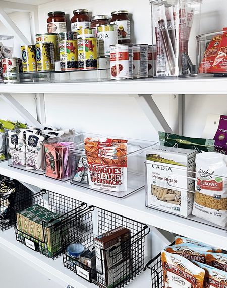 Organized Walk in pantry with shelves
Pantry organization 
Home organization 
The container store

#LTKunder50 #LTKhome #LTKfamily