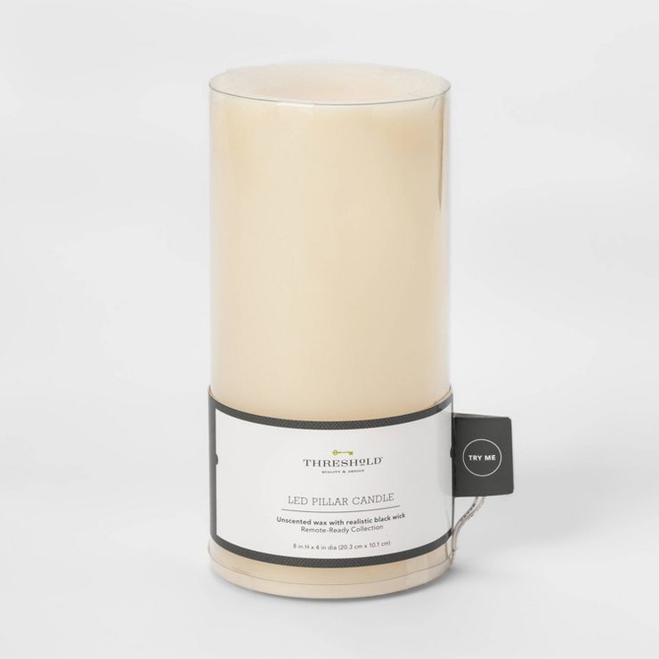8" x 4" LED Flameless Black Wick Candle Cream - Threshold™ | Target