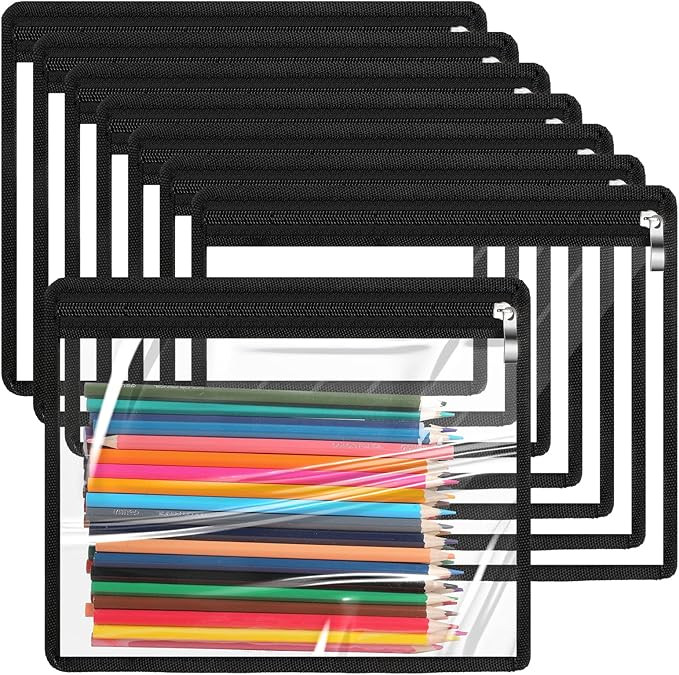 8 Pieces Clear Zipper Pouches PVC Waterproof Pouch Multi-purpose Zippered Pouches Zipper Envelope... | Amazon (US)