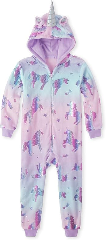 The Children's Place Baby Girls' Long Sleeve Fleece Zip Up Onesie Pajama | Amazon (US)