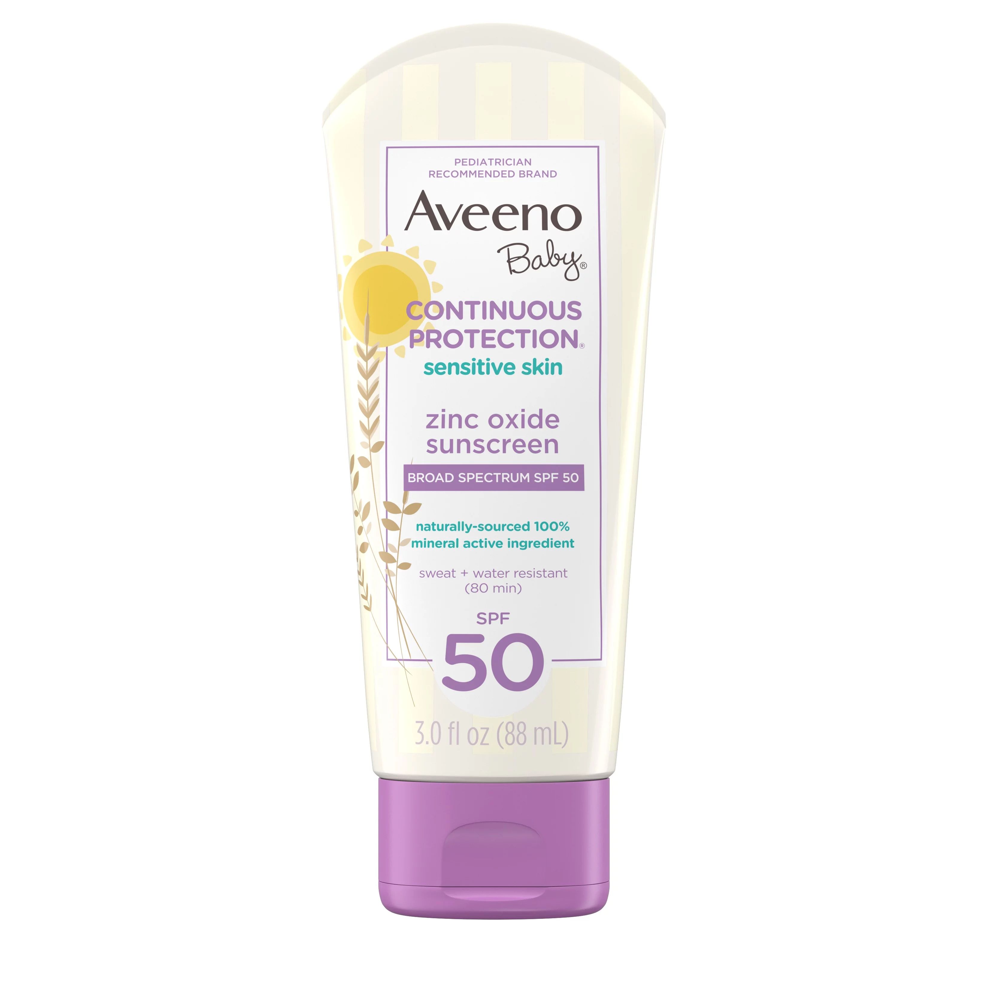 Aveeno Baby Continuous Protection Zinc Oxide Mineral Sunscreen, SPF 50 - Walmart.com | Walmart (US)