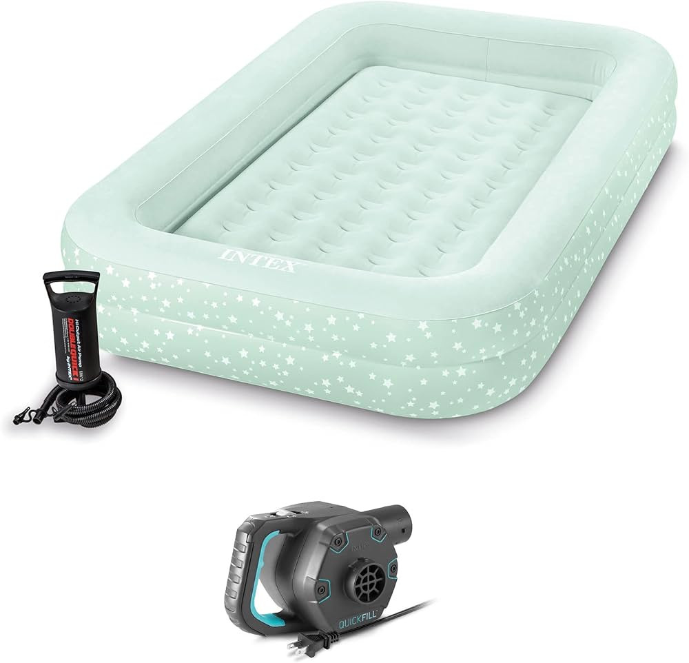 Intex Kids Inflatable Raised Frame Travel Air Bed w/Hand Pump & Electric Pump | Amazon (US)