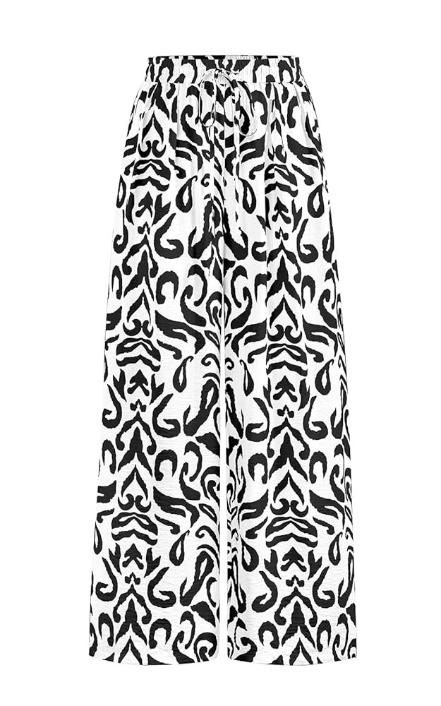 PRETTYGARDEN Womens Pants Elastic Waist Floral Lightweight Palazzo Pants for Women Casual Lounge ... | Amazon (US)