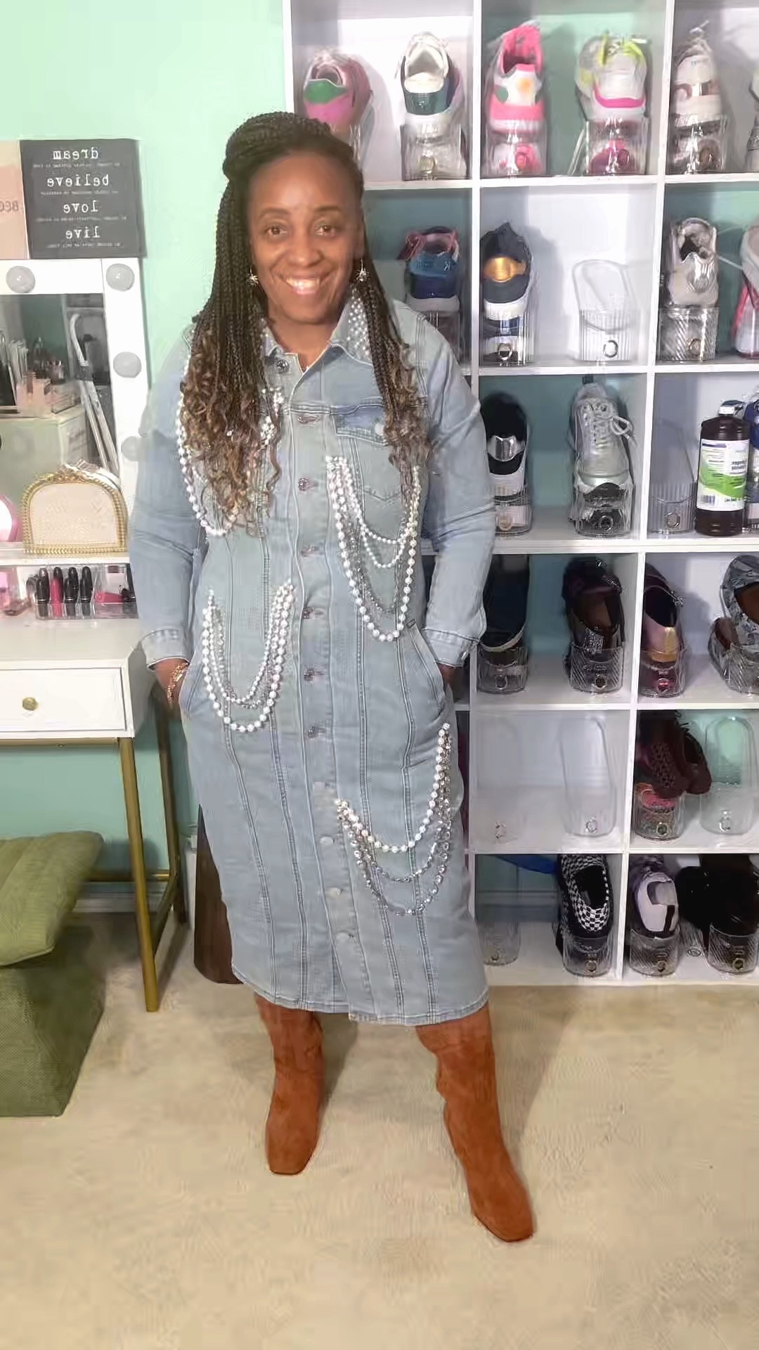 @ASHRO has done it again. ✨ DENIM, PEARLS & A LITTLE ATTITUDE ✨

Who said denim has to be basic? 👏🏾 This stunning pearl-embellished denim dress is giving classic with a statement-making twist! The pearl details add just the right amount of glam, and pairing it with these rich brown boots takes the whole look straight into fall. 🤎👢

This is the kind of dress you can wear to brunch, date night, a fall event, girls’ day out—or anywhere you plan on being noticed. 😉

💎 Statement pearls
👗 Denim with personality
🤎 Brown boots for the perfect fall finish
✨ Effortless, fun & fashionable

CTA: Would you wear this look? Drop a YESSS! 🙋🏾‍♀️ in the comments and tell me how you’d style it! And don’t forget to SAVE this look for your next outfit inspiration + FOLLOW for more everyday styling ideas!

#DenimDress #FallFashion #PearlDetails #StyleInspiration #OOTD #FashionOver40 #ClosetStyling #EverydayStyle #FallOutfitIdeas #StyledByKey