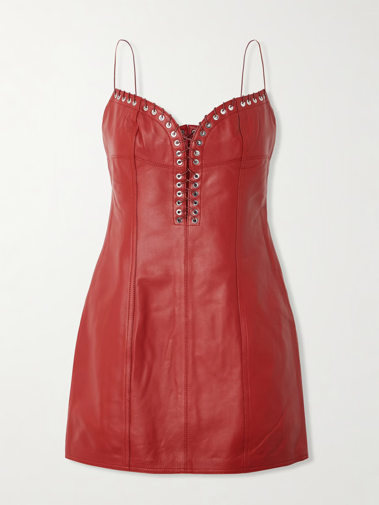 Ludovic de Saint Sernin - Kim Leather Mini Dress - Red | NET-A-PORTER (US)