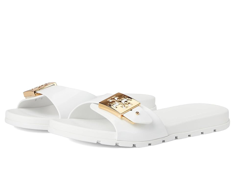Tory Burch Buckle Slide Women's Shoes White/Gold/White : 11 M, Synthetic | Zappos