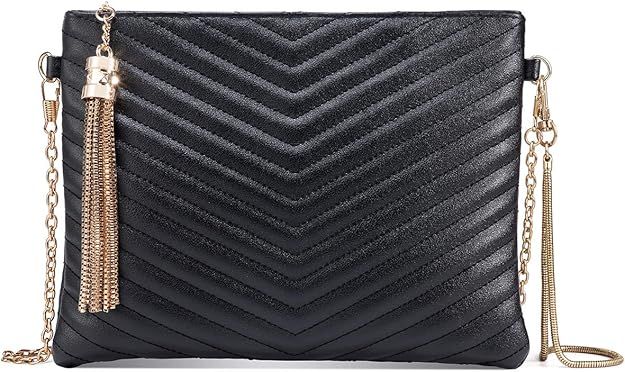 Women Clutch Purse Crossbody Evening Bags with Faux Leather Chain Wristlet Strap | Amazon (US)