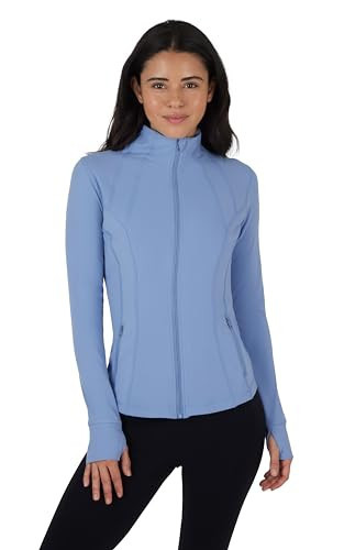 Yogalicious Womens Ultra Soft Lightweight Full Zip Yoga Jacket with Pockets - Forever Blue Nude Tech - Medium | Amazon (US)