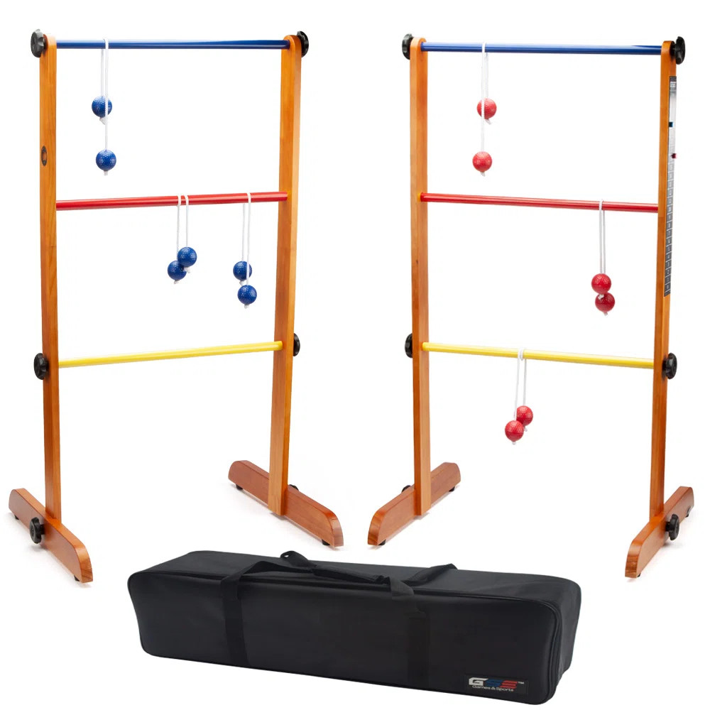 GSE Premium Solid Wood Ladder Ball Toss Game Set with Ladder Ball Bolas & Carrying Case | Wayfair North America
