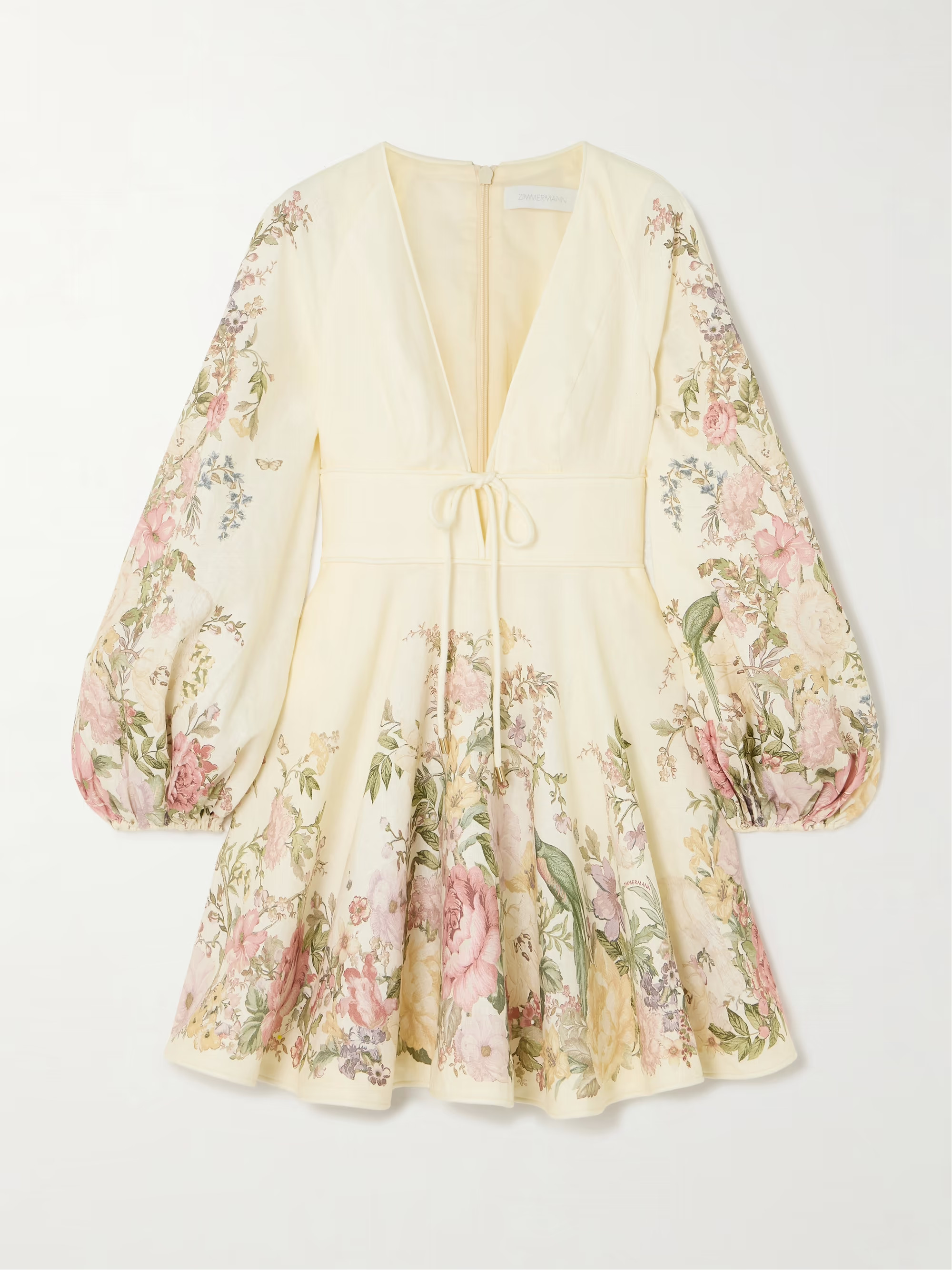 Waverly Plunge tie-detailed floral-print linen mini dress | NET-A-PORTER (US)