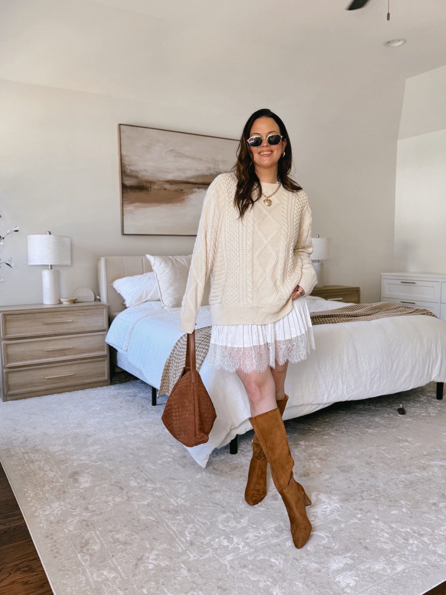 The CUTEST fall look.. oversized sweaters and slip skirts are everywhere right now and I’m happy to report it’s complete pooch approved!! I sized up one in the sweater for an oversized fit, otherwise everything else is true to size! 

#LTKFindsUnder50 #LTKMidsize #LTKStyleTip