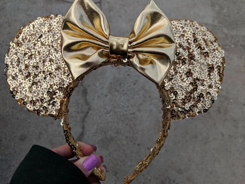 Gold sequins Minnie Mouse Mickey Mouse ears !!!MORE COLORS!!! | Etsy (US)