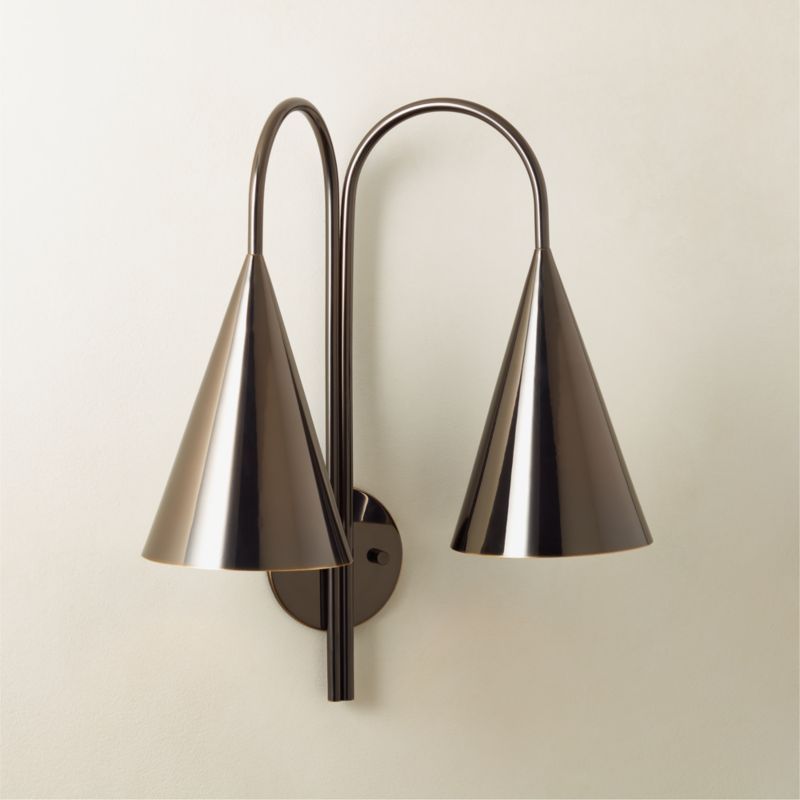 Piffle Double Blackened Brass Wall Sconce + Reviews | CB2 | CB2