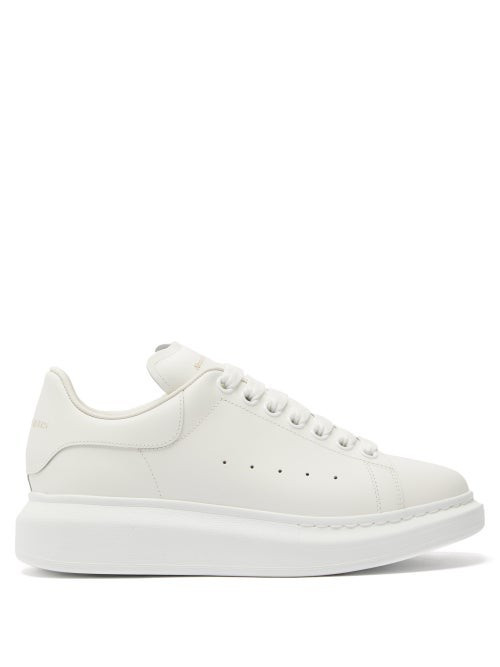 Alexander Mcqueen - Oversized Raised-sole Leather Trainers - Womens - White | Matches (US)