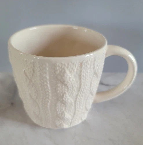 Starbucks 2008 White Cable Knit Sweater Ceramic Coffee or Tea Mug 12 oz | eBay US