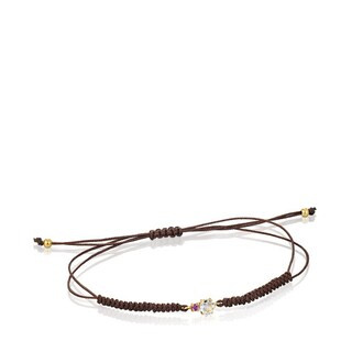Mini Ivette Bracelet in Gold with Prasiolite, Amethyst and Brown Cord | TOUS USA