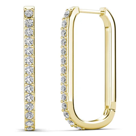 Cate & Chloe Nadia 18k Yellow Gold Plated 24mm Hoop Earrings with Swarovski Crystals Gift for Women | Walmart (US)