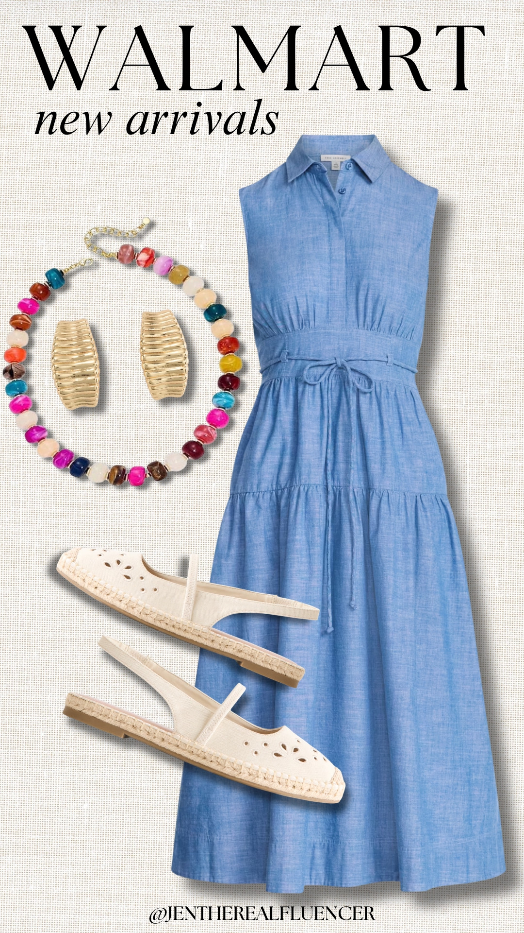 Walmart New Arrivals!

Chambray Sleeveless Cotton Maxi Shirtdress with Belt, Bone Espadrille Slingback Shoes (CLEARANCE!), Colorful Beaded Necklace, Gold Ribbed J Hoop Earrings 

 #LTKootd #LTKWorkwear #LTKTravel