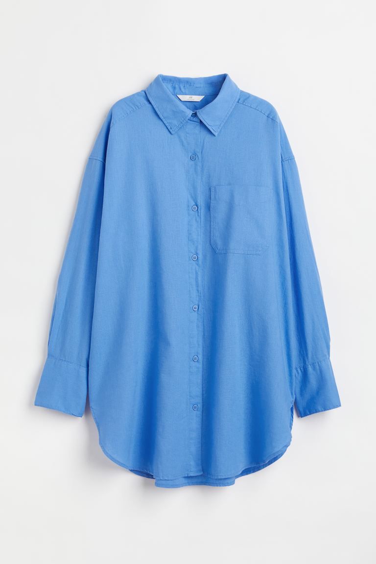 Oversized linen-blend shirt | H&M (UK, MY, IN, SG, PH, TW, HK)